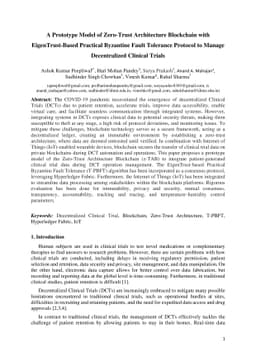 A Prototype Model of Zero-Trust Architecture Blockchain with
  EigenTrust-Based Practical Byzantine Fault Tolerance Protocol to Manage
  Decentralized Clinical Trials