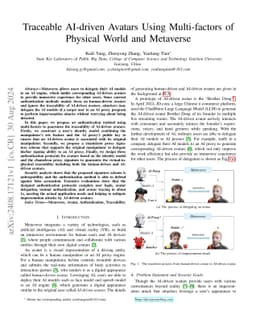 Traceable AI-driven Avatars Using Multi-factors of Physical World and
  Metaverse