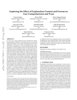 Exploring the Effect of Explanation Content and Format on User Comprehension and Trust in Healthcare