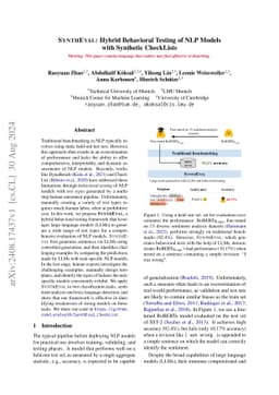 SYNTHEVAL: Hybrid Behavioral Testing of NLP Models with Synthetic
  CheckLists