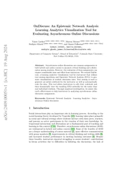 OnDiscuss: An Epistemic Network Analysis Learning Analytics
  Visualization Tool for Evaluating Asynchronous Online Discussions