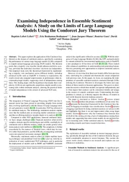 Examining Independence in Ensemble Sentiment Analysis: A Study on the
  Limits of Large Language Models Using the Condorcet Jury Theorem