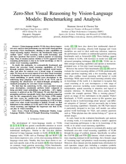 Zero-Shot Visual Reasoning by Vision-Language Models: Benchmarking and
  Analysis
