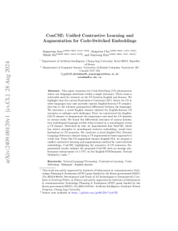 ConCSE: Unified Contrastive Learning and Augmentation for Code-Switched
  Embeddings