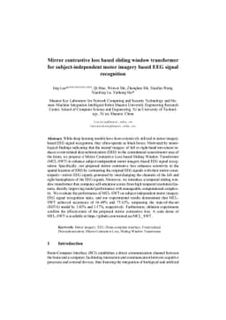 Mirror contrastive loss based sliding window transformer for
  subject-independent motor imagery based EEG signal recognition