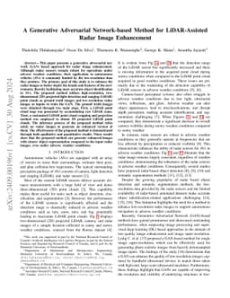 A Generative Adversarial Network-based Method for LiDAR-Assisted Radar
  Image Enhancement