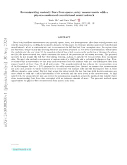 Reconstructing unsteady flows from sparse, noisy measurements with a
  physics-constrained convolutional neural network