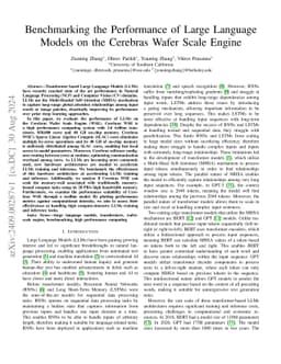 Benchmarking the Performance of Large Language Models on the Cerebras
  Wafer Scale Engine