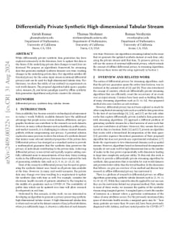 Differentially Private Synthetic High-dimensional Tabular Stream