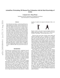 ActionPose: Pretraining 3D Human Pose Estimation with the Dark Knowledge
  of Action