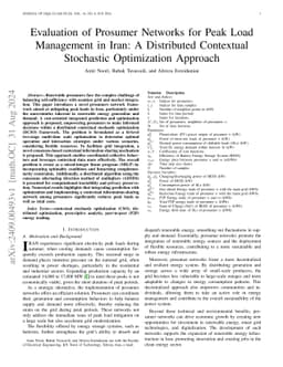 Evaluation of Prosumer Networks for Peak Load Management in Iran: A
  Distributed Contextual Stochastic Optimization Approach