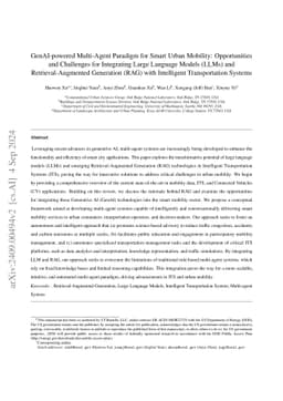 GenAI-powered Multi-Agent Paradigm for Smart Urban Mobility:
  Opportunities and Challenges for Integrating Large Language Models (LLMs) and
  Retrieval-Augmented Generation (RAG) with Intelligent Transportation Systems