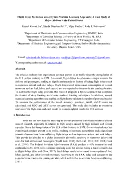 Flight Delay Prediction using Hybrid Machine Learning Approach: A Case
  Study of Major Airlines in the United States