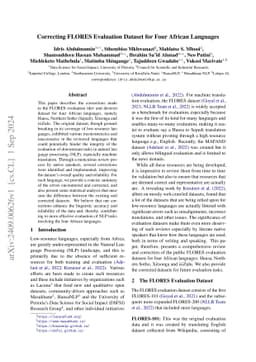 Correcting FLORES Evaluation Dataset for Four African Languages