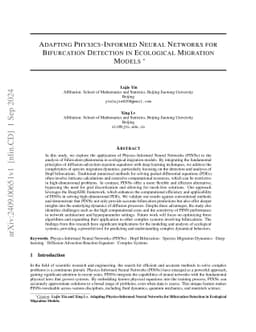 Adapting Physics-Informed Neural Networks for Bifurcation Detection in
  Ecological Migration Models