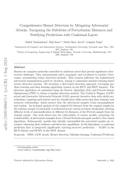 Comprehensive Botnet Detection by Mitigating Adversarial Attacks,
  Navigating the Subtleties of Perturbation Distances and Fortifying
  Predictions with Conformal Layers