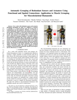 Automatic Grouping of Redundant Sensors and Actuators Using Functional
  and Spatial Connections: Application to Muscle Grouping for Musculoskeletal
  Humanoids