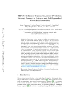 SITUATE: Indoor Human Trajectory Prediction through Geometric Features
  and Self-Supervised Vision Representation
