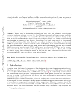 Analysis of a mathematical model for malaria using data-driven approach
