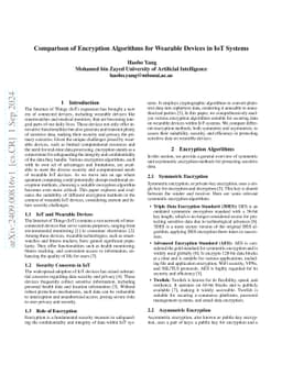Comparison of Encryption Algorithms for Wearable Devices in IoT Systems