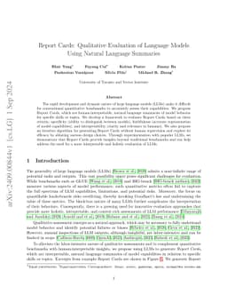 Report Cards: Qualitative Evaluation of Language Models Using Natural
  Language Summaries