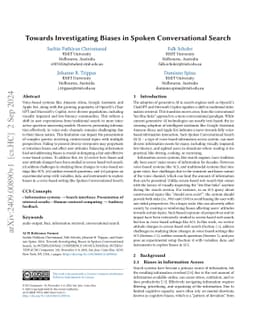 Towards Investigating Biases in Spoken Conversational Search