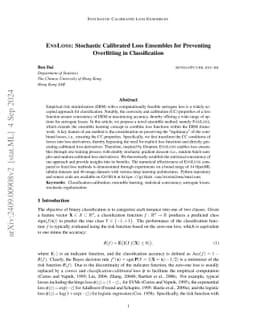 EnsLoss: Stochastic Calibrated Loss Ensembles for Preventing Overfitting
  in Classification