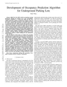 Development of Occupancy Prediction Algorithm for Underground Parking
  Lots