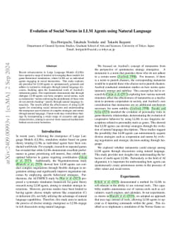 Evolution of Social Norms in LLM Agents using Natural Language