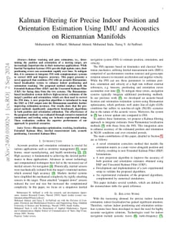 Kalman Filtering for Precise Indoor Position and Orientation Estimation
  Using IMU and Acoustics on Riemannian Manifolds