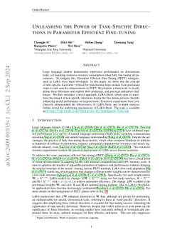 Task-Specific Directions: Definition, Exploration, and Utilization in Parameter Efficient Fine-Tuning