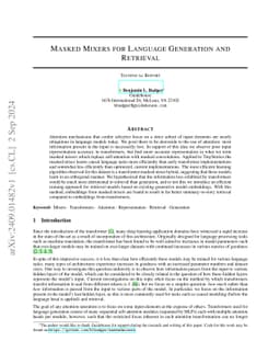 Masked Mixers for Language Generation and Retrieval