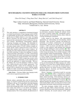 Benchmarking Cognitive Domains for LLMs: Insights from Taiwanese Hakka
  Culture