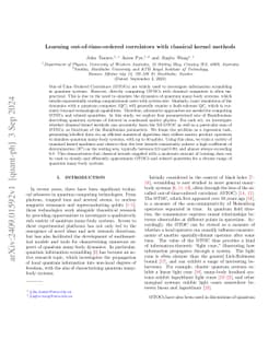 Learning out-of-time-ordered correlators with classical kernel methods