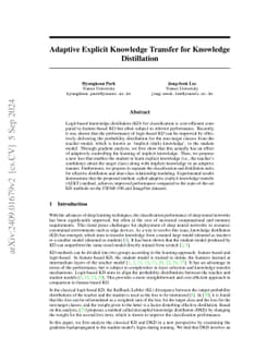 Adaptive Explicit Knowledge Transfer for Knowledge Distillation
