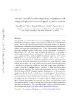 Stacked ensemble\-based mutagenicity prediction model using multiple
  modalities with graph attention network