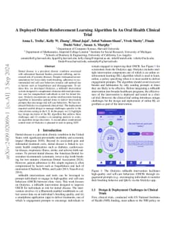 A Deployed Online Reinforcement Learning Algorithm In An Oral Health
  Clinical Trial