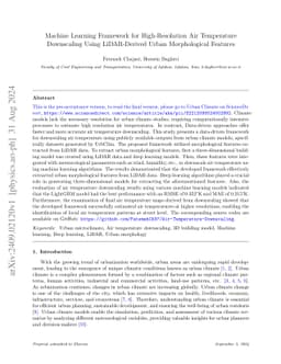 Machine Learning Framework for High-Resolution Air Temperature
  Downscaling Using LiDAR-Derived Urban Morphological Features