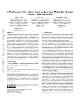 A Multimodal Object-level Contrast Learning Method for Cancer Survival
  Risk Prediction