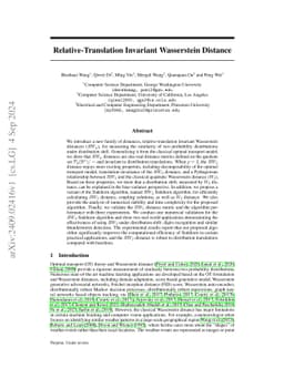 Relative-Translation Invariant Wasserstein Distance
