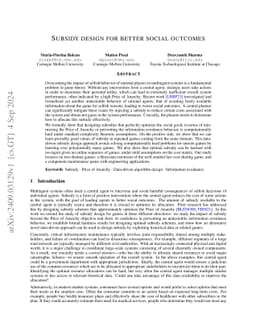 Subsidy design for better social outcomes