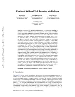 Continual Skill and Task Learning via Dialogue