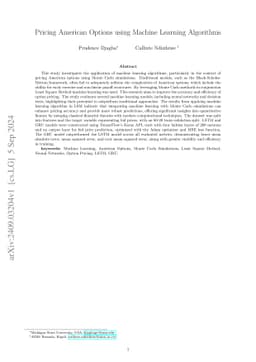 Pricing American Options using Machine Learning Algorithms