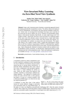 View-Invariant Policy Learning via Zero-Shot Novel View Synthesis