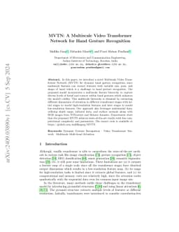 MVTN: A Multiscale Video Transformer Network for Hand Gesture
  Recognition