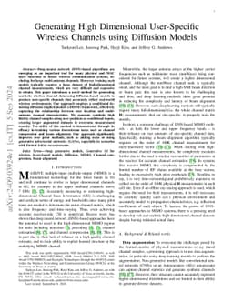 Generating High Dimensional User-Specific Wireless Channels using
  Diffusion Models