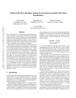 Context is the Key: Backdoor Attacks for In-Context Learning with Vision
  Transformers