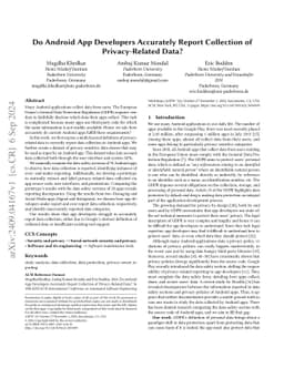 Do Android App Developers Accurately Report Collection of
  Privacy-Related Data?