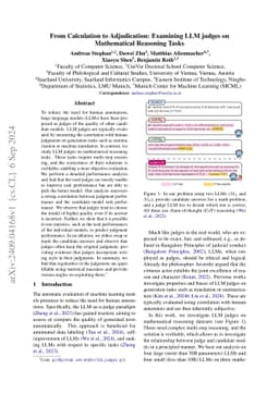 From Calculation to Adjudication: Examining LLM judges on Mathematical Reasoning Tasks