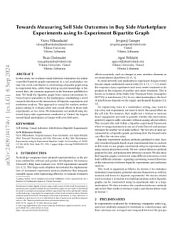 Towards Measuring Sell Side Outcomes in Buy Side Marketplace Experiments
  using In-Experiment Bipartite Graph